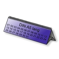 Tischkalender DIN A5 lang, 14 Blatt, 170g BD matt 4/0-farbig